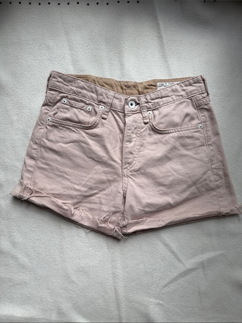 rag & bone Rosa Midrise 4” Short - Blush Pink Button Fly